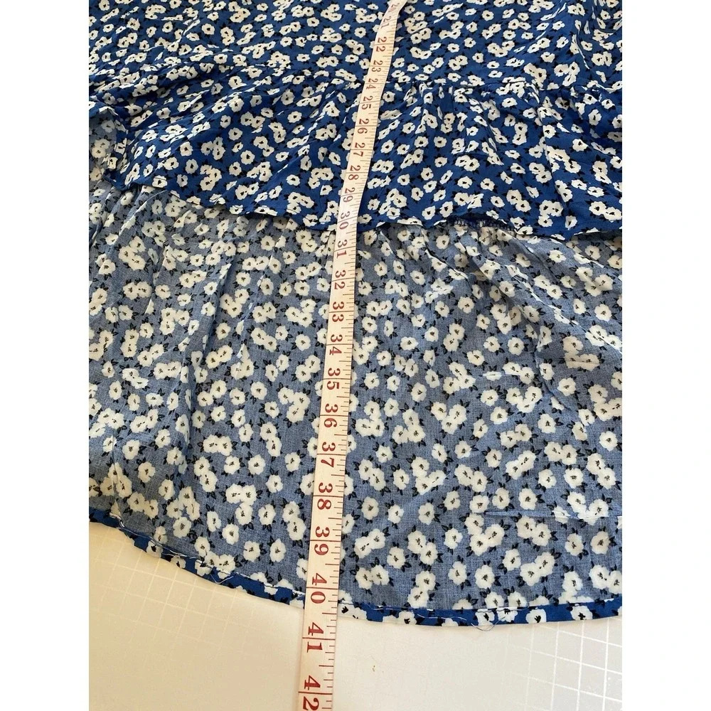Beach Pacific Vibes Blue White Floral‎ Print NWT XXL VNeck High Low Maxi Dress